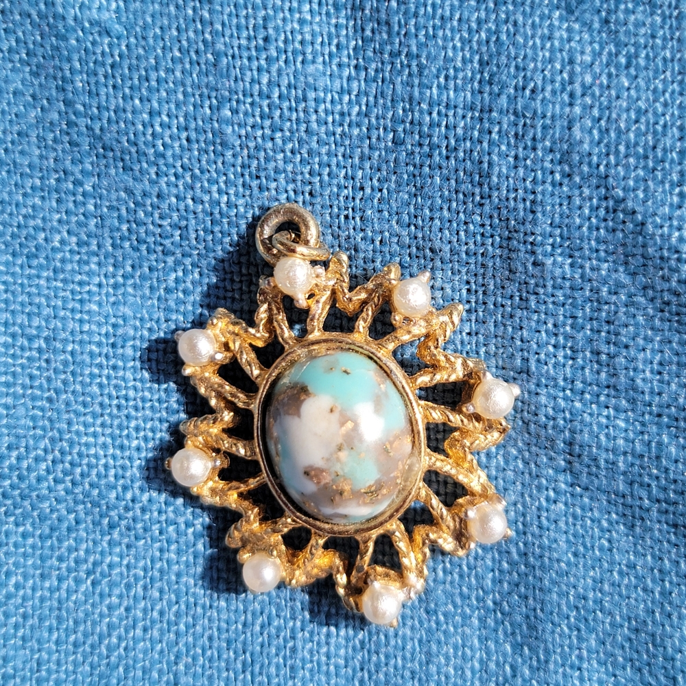 Sarah Coventry "Azure Skies" Gold-toned and Faux Turquoise Pendant Only